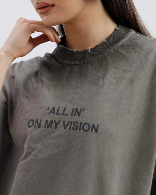 Washed All In On My Vision Distressed Tshirt