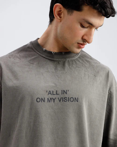 Washed All In On My Vision Distressed Tshirt